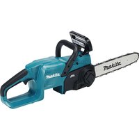 Makita DUC307 18v LXT cordless chainsaw, teal body, black handle, 300mm silver blade with brushless motor.