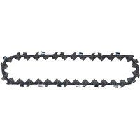 Makita replacement chainsaw chain, dark metal with sharp, evenly spaced teeth, oval loop design.