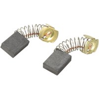 Makita carbon brush set CB153 with rectangular black brushes and coiled metal springs attached to brass connectors.