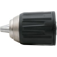 Black and silver Makita keyless drill chuck with ribbed grip and metal tip for combi drills.