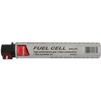 Silver Makita GN420C fuel cell with red cap, black nozzle, and text detailing high performance gas.