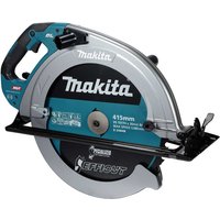 Makita HS013G 40v Max XGT cordless brushless circular saw, teal and silver with 415mm blade and ergonomic handle.