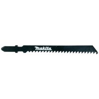Black Makita jigsaw blade for wood with sharp teeth and brand logo in white.