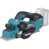 Makita KP001GZ03 40Vmax Planer, teal and black, 82mm blade, ergonomic handle, battery slot visible.