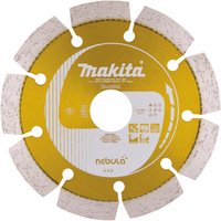 Makita Nebula yellow diamond wheel cutting disc with segmented edges and central logo.