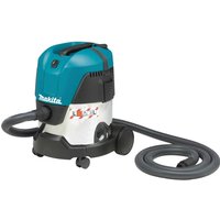 Blue and silver Makita VC2012L L Class Dust Extractor with wheels, hose, and ergonomic handle.
