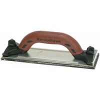 Marshalltown hand sander with red Durasoft handle, black mounts, and rectangular metal base, 240 x 83mm size.