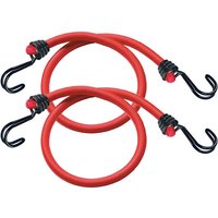 Red twin wire bungee cords, 60cm, with black metal hooks, set of 2 by Master Lock.