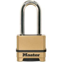 Gold Master Lock M175EURDLH padlock with 4-digit combination and 51mm silver shackle.