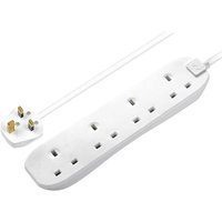 White Masterplug 4 socket extension lead with 240v rating, featuring a long cable and UK plug.