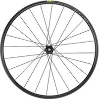 Black Mavic Allroad Disc 6 bolt gravel rear wheel with thin spokes and a central hub.
