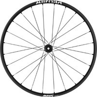 Mavic Allroad S Disc CL gravel rear wheel with black spokes and rim, featuring white logo text on the rim.