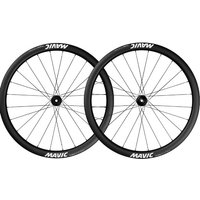 Black Mavic Cosmic S 42 Disc C-Lock 700c Wheelset with sleek aerodynamic rims and white Mavic branding.