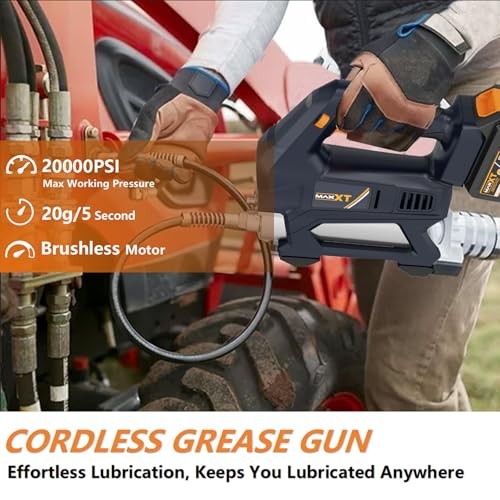 MAXXT 20V Cordless Grease Gun, 20000 PSI, 4.0Ah Battery, Quick Charger, 40” Hose, LED Light & 6 Speed - image 2