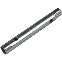 Silver Melco Box Spanner Imperial with hexagonal ends and central holes for leverage.