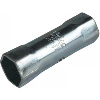 Silver Melco TM21 metric box spanner, 21 x 22mm, hexagonal ends, 82mm length, durable metal finish.