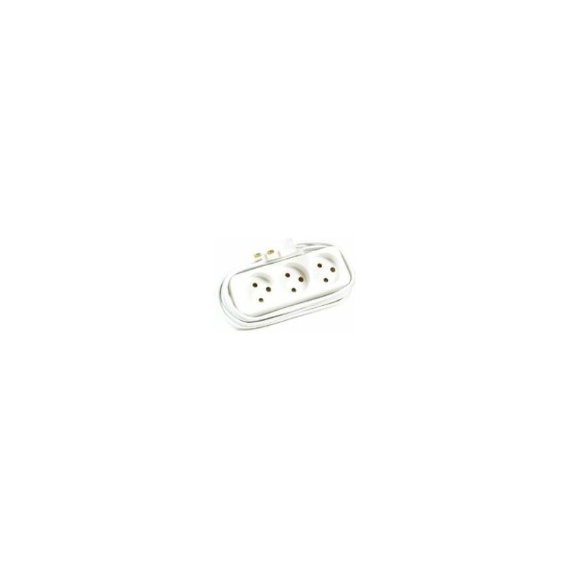 White power extension cord with three AC outlets, featuring a 5-meter length and a flexible design for convenient electrical access.