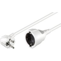 White Microconnect 3m power extension cord with one AC outlet and European plug.