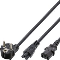 Black Microconnect Power Splier cable with Schuko plug and two different connector ends.