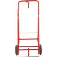 Red Milwaukee BRT Breaker Trolley with two black wheels and a sturdy metal frame.