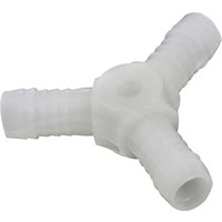 White plastic Monument 183B Tee Piece for U Gauge with three ribbed connectors forming a T-shape.