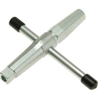 Monument 2052R silver radiator and valve key with T-shaped handle and black rubber grips.