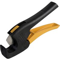 Black and yellow Monument 2644Q plastic pipe cutter with ergonomic handle and sharp cutting blade for 28mm pipes.