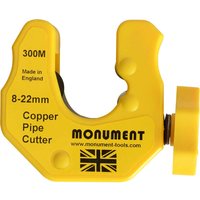 Yellow Monument 300M semi-automatic pipe cutter for 8-22mm copper pipes, with UK flag and black text detailing.
