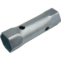 Silver Monument 308L Waste Nut Box Spanner with hexagonal ends and side holes for leverage.