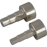 Two silver hexagonal monobloc spanners with cylindrical ends, designed for 8-13mm fittings.