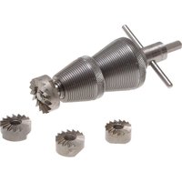 Monument 460U Tap Reseating Tool, silver with ribbed grip, T-handle, and three toothed cutting discs.