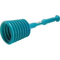 Teal Monument Master Sink Plunger with ribbed bellows design and ergonomic handle.