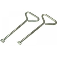 Pair of silver Monument MLK06 manhole cover lift keys, 150mm long, with triangular handles and flat ends.