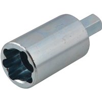 Silver Monument Tail Driver Fitting Socket Tool with hexagonal drive and fluted socket end.