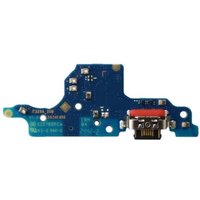 Blue Motorola charging port sub board with USB-C connector and visible circuit components.