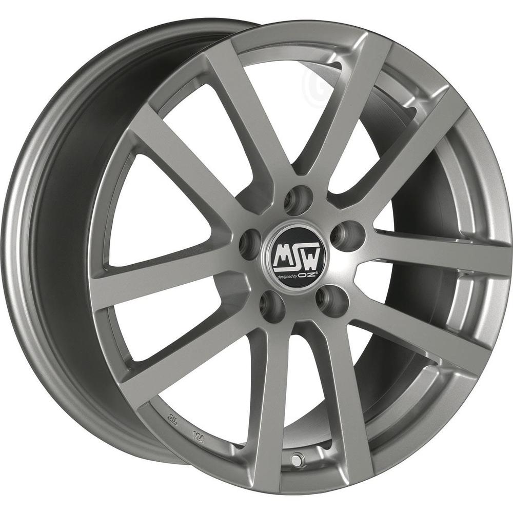 Set of four MSW 22 alloy wheels in grey silver, 15x6 inch size, ET45 offset, 5x112 PCD, featuring a sleek design with multiple spokes and a polished finish.