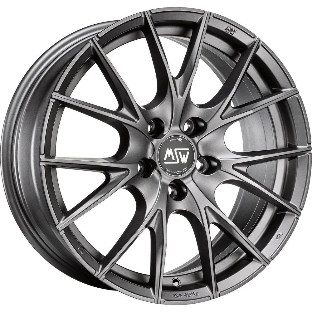 MSW 25 alloy wheel in matt titanium finish, full polished, featuring 10 spokes, 18x8 inch size, ET35 offset, 5x112 PCD, and a sleek silver color. Set of 4 wheels.