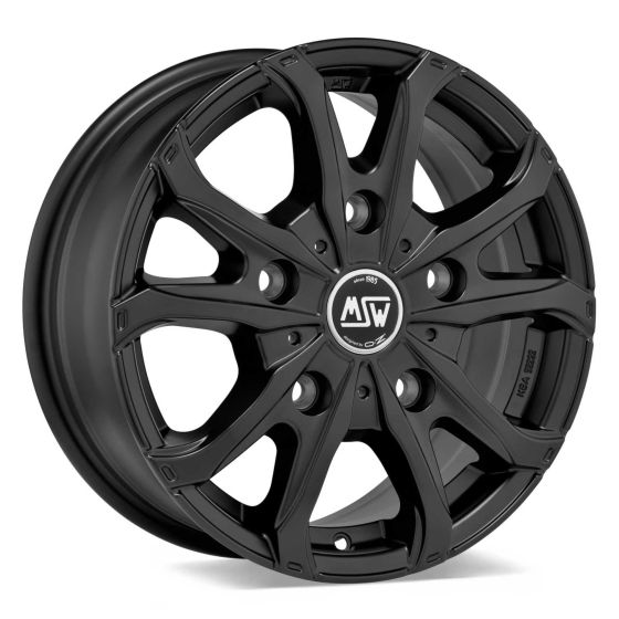 MSW 48 Van Alloy Wheel in matte black finish, featuring a sleek design with 10 spokes, 18x7.5 inch size, ET48 offset, and 5x160 PCD, sold as a set of 4.