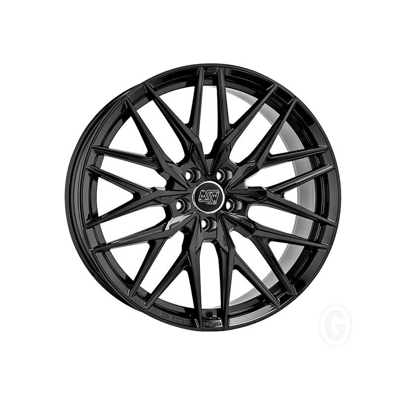 Gloss black MSW 50 alloy wheel featuring a sleek, multi-spoke design, measuring 20x9.5 inches with an ET42 offset and a 5x112 PCD, sold as a set of four.