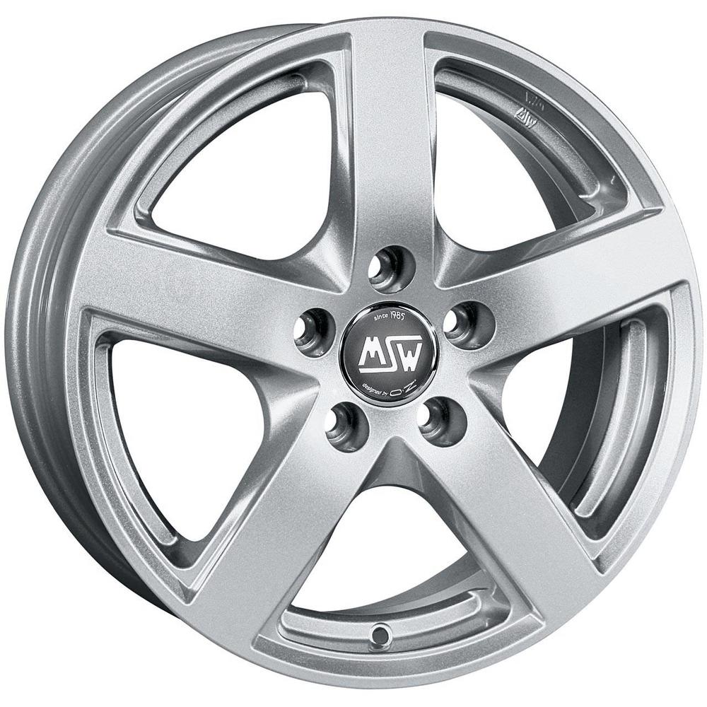 MSW 55 Van alloy wheel in full silver finish, 17x7 inch size, ET40 offset, 5x114.30 PCD, 73mm centre bore, featuring a sleek five-spoke design.