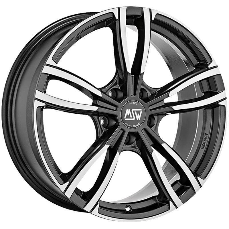 Gloss dark grey alloy wheel set by MSW, featuring a polished finish, 19x9 inch size, ET44 offset, and 5x112 PCD, showcasing a sleek multi-spoke design.
