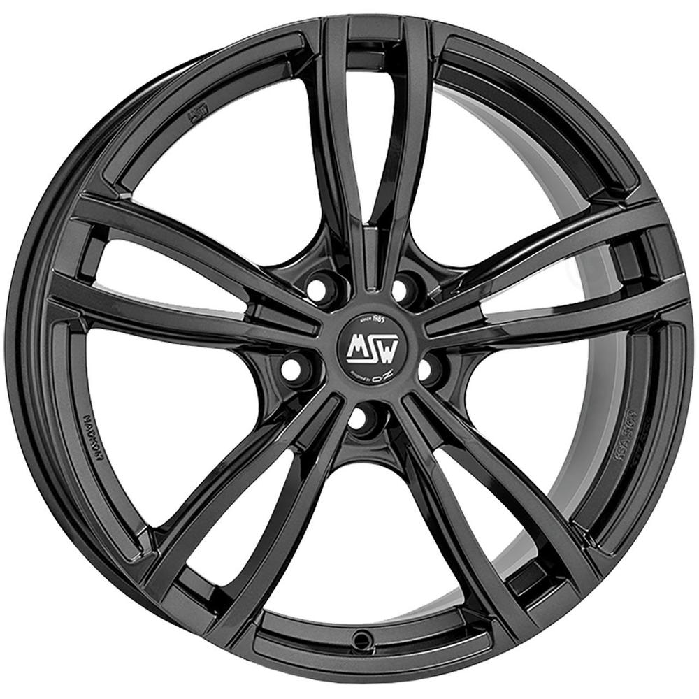Gloss dark grey MSW 73 alloy wheel featuring a sleek design with multiple spokes, measuring 19x8.5 inches, with an ET35 offset and 5x120 PCD, sold as a set of four.