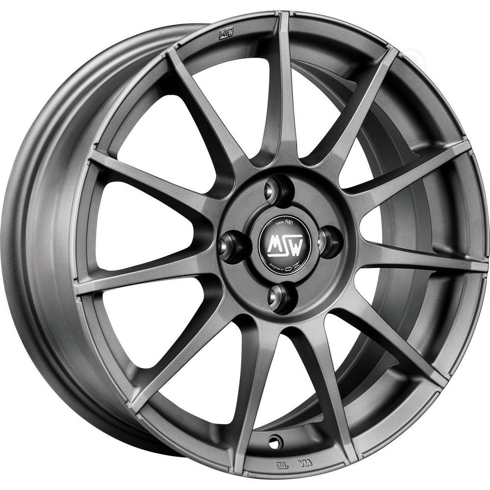 MSW 85 Alloy Wheel in Matt Gunmetal, featuring a sleek 10-spoke design, 16x6.5 inch size, ET45 offset, 5x112 PCD, and 73mm centre bore, sold as a set of 4.