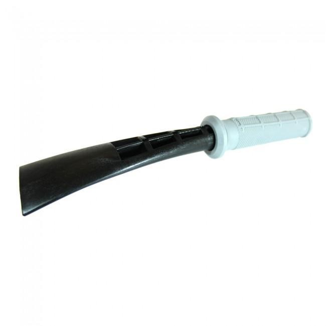 Apico Mud Scraper in black with a textured white grip handle, featuring a curved scraping edge for effective mud removal.