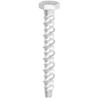 Silver Timco Multi Fix Bolt with hex head and spiral threads for concrete fastening.