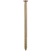 Gold Timco Multi Fix Countersunk Torx Concrete Screw with spiral thread and flat head.