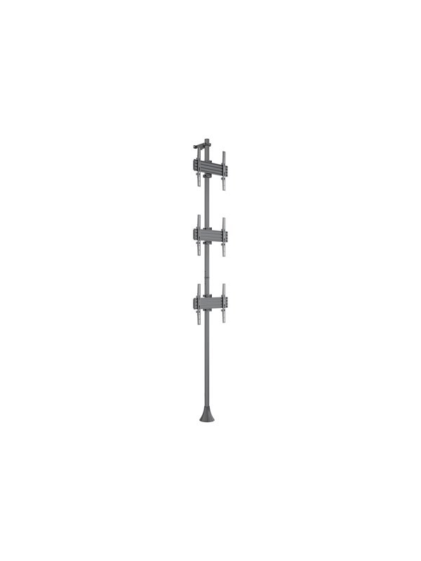 Multibrackets M Floor to Wall Mount Pro MBFW3U features a sleek, sturdy metal design in a matte black finish, with adjustable brackets for mounting displays.