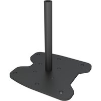 Black metal floor plate with central cylindrical post and multiple bolt holes for secure mounting.