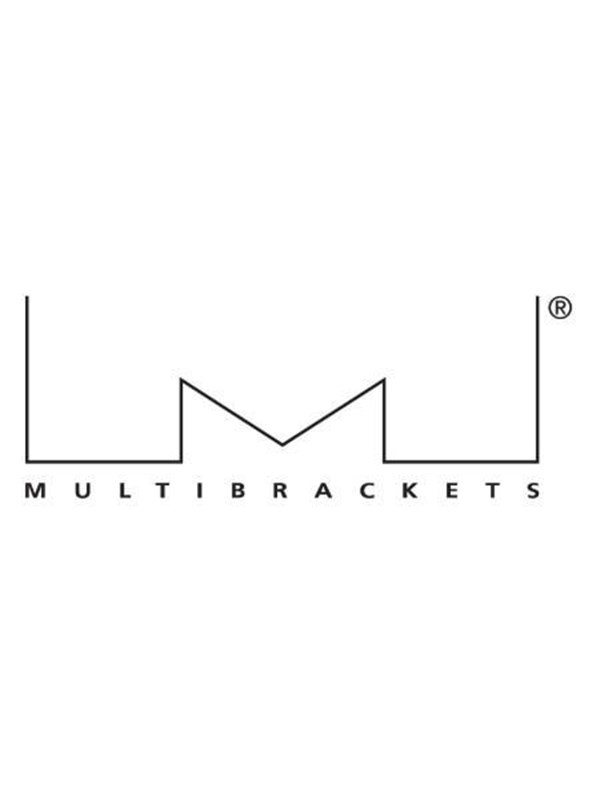 White ceiling plate with a plastic cover, featuring a sleek design and the MULTIBRACKETS logo, ideal for mounting solutions.
