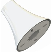 White conical floor to ceiling plate with rounded edges and central mounting holes.